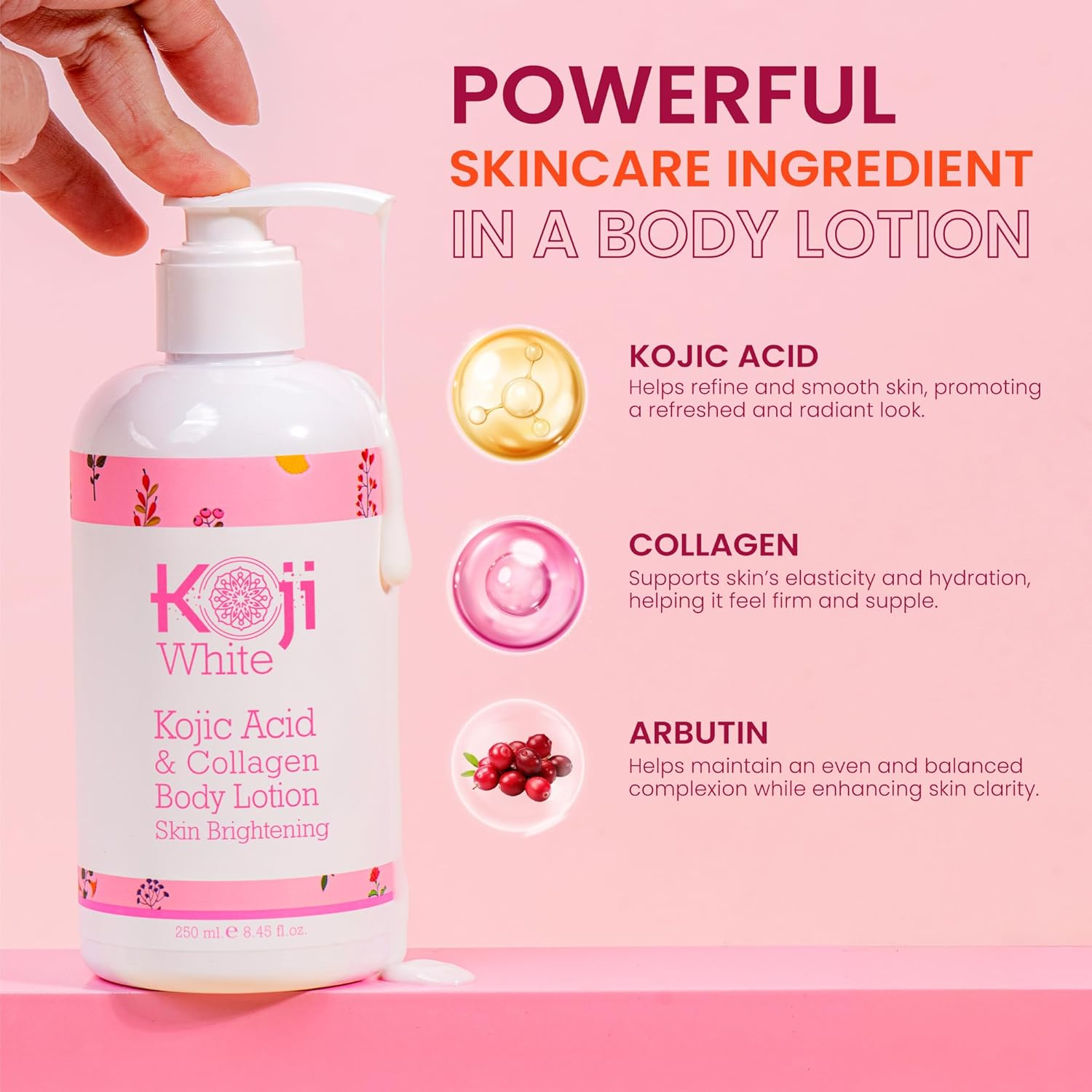 Koji White Kojic Acid & Collagen Body Lotion, Women Gifts Set for Skin Brightening, Moisturizer & Radiant Complexion, Uneven Skin Tone - Vegan, Not Tested on Animals, 8.45 Fl Oz (2 Packs) image number 6
