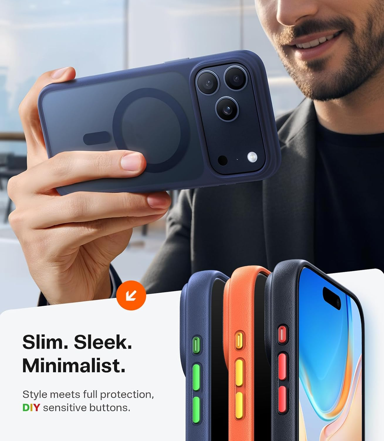 TORRAS Magnetic Shockproof for Iphone 17 Pro Max Case, Compatible with Magsafe, Military-Grade Drop Tested, Translucent Slim Protective 17 Pro Max Case Anti-Fingerprint Anti-Scratch, Deep Blue image number 2