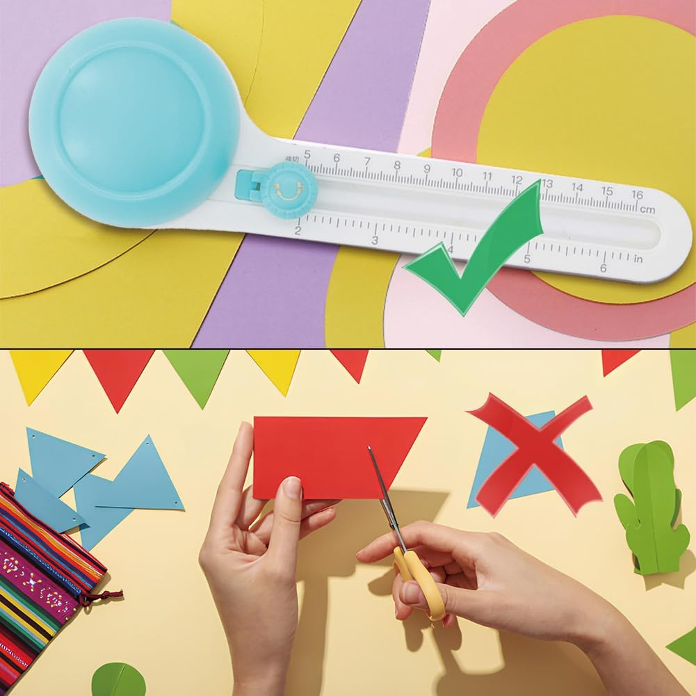 Paper Cutter, Circle Trimmer Portable round Cutting Adjustable Scrapbooking Tool for Greeting Card Crafts Rotary Craft Supplies Knife Cards Cutters Cut with 3 Replaceable Blades image number 6