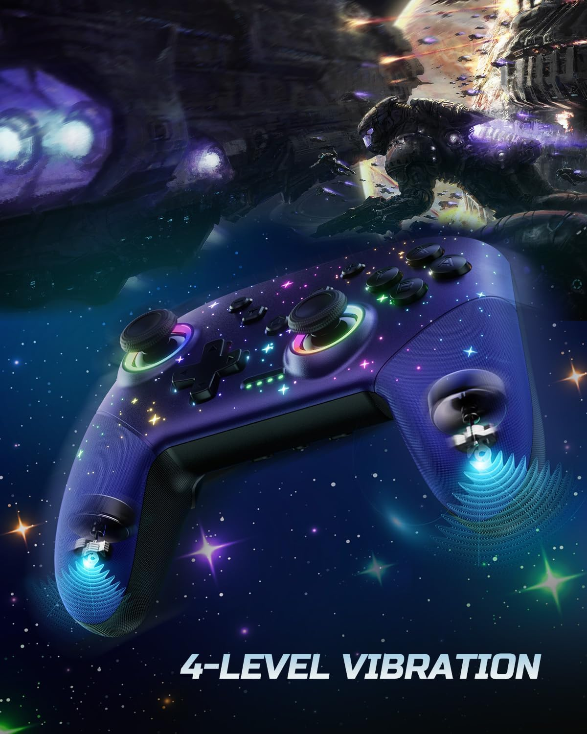 VOYEE PC Game Controller, Wireless Pro Controllers Compatible with Lite/Oled, Multi-Platform Windows PC with Cool RGB Light/Programmabele/Motion/Vibration/Turbo/Wakeup image number 3