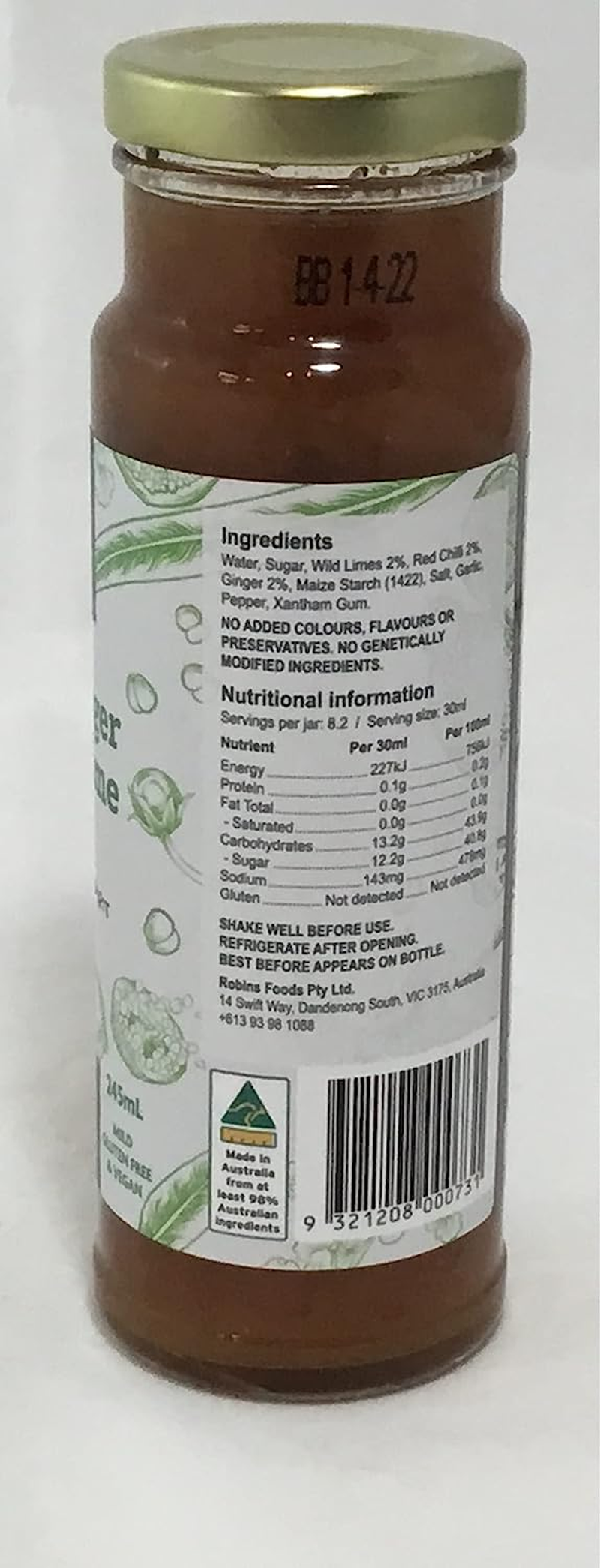 Outback Spirit Chilli Ginger and Wild Lime Sauce 250 Ml