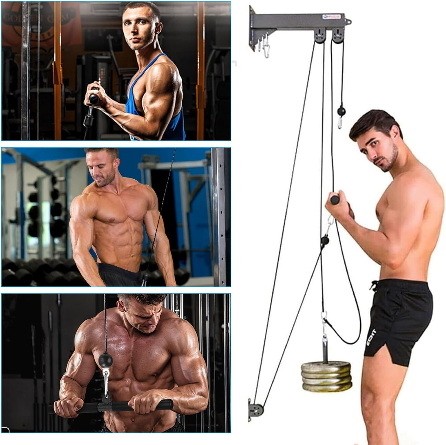 Youngly LAT Pull down Wall Pulley Cable Machine Strength Workout Equipment Home Gym image number 6