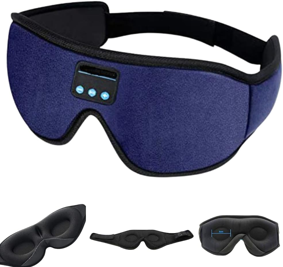 Epalzonexp Wireless Bluetooth 5.2 Sleep Mask Sleep Headphones Eye Mask Bluetooth Headphones Bluetooth Sleep Mask, 3D Eye Mask for Sleeping Mask Music Sleeping Headphones for Side Sleepers Music Headphones Sleep Headphones Earphones AU (Black)