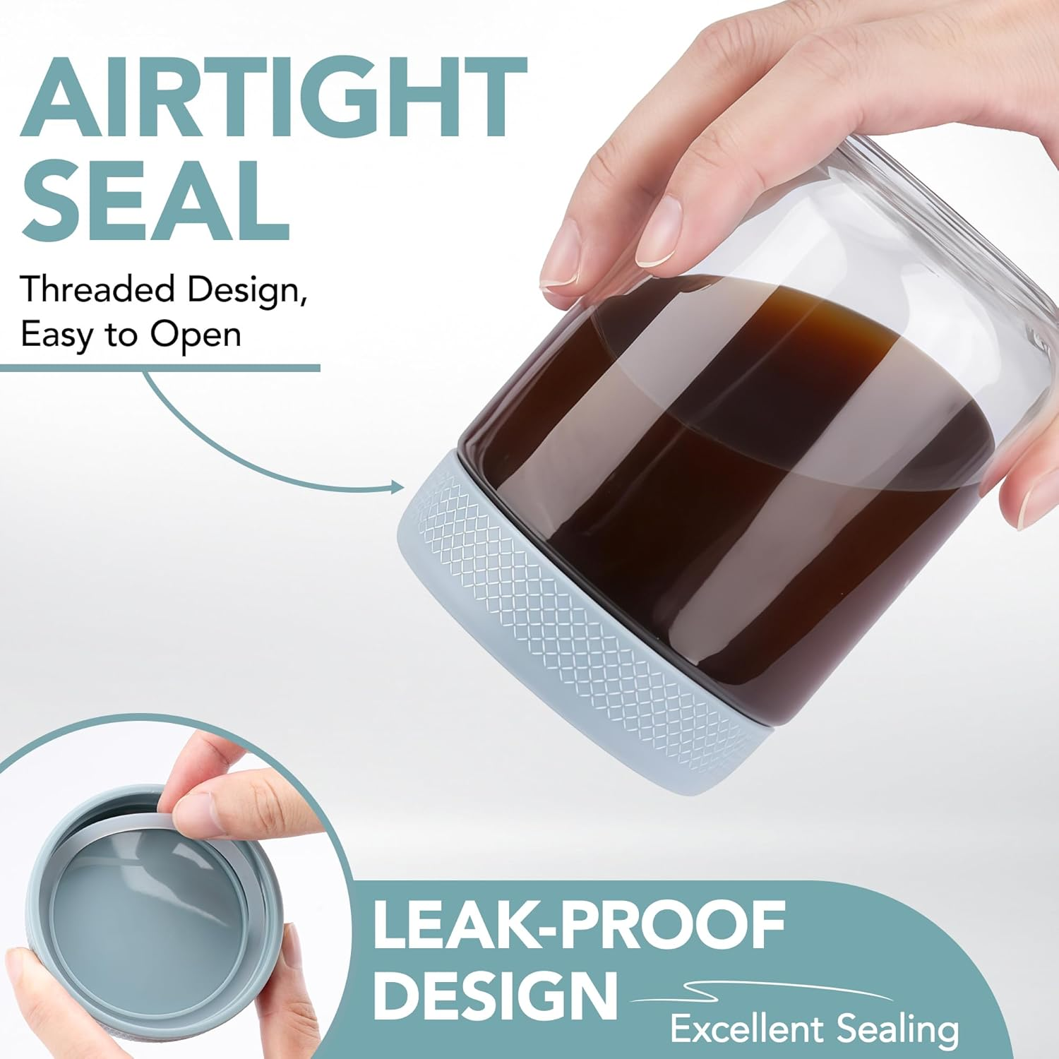 6-Pack Overnight Oats Containers with Lids, 473Ml/16Oz Clear Glass Jars with Airtight Lids, Wide Mouth Mason Jars, Food Storage Containers for Meal Prep Chia Spice Cereal Snacks Yogurt Salad Sugar image number 6