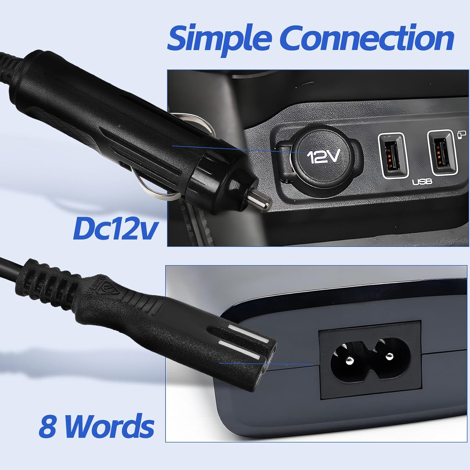 INOOMP Car Refrigerator Power Supply Cord with Overload Protection Portable Car Fridge Charger Cable for Automotive Use Replacement Power Adapter for Cooler Box and Camp Fridge image number 6