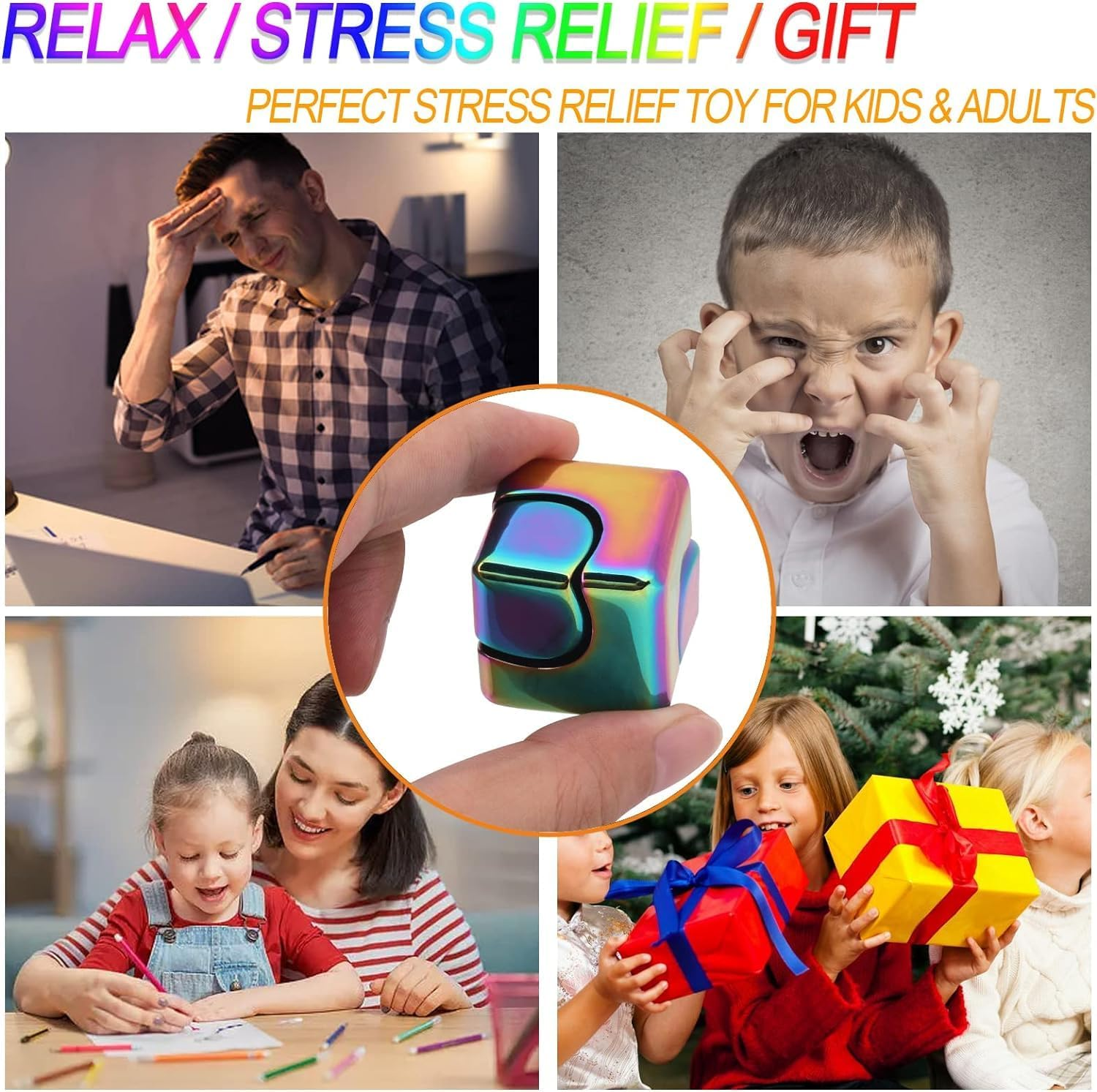 Bubble Buddy Fidget Cube Spinner Toys 4 in 1 Fidget Toys | Anti-Anxiety Toys, ADHD Toys, Autism Sensory Toys, Stress Relief Toys for Kids & Adults | Hand Spinner, Desk Toy, Pocket-Sized Fidget Gift image number 1