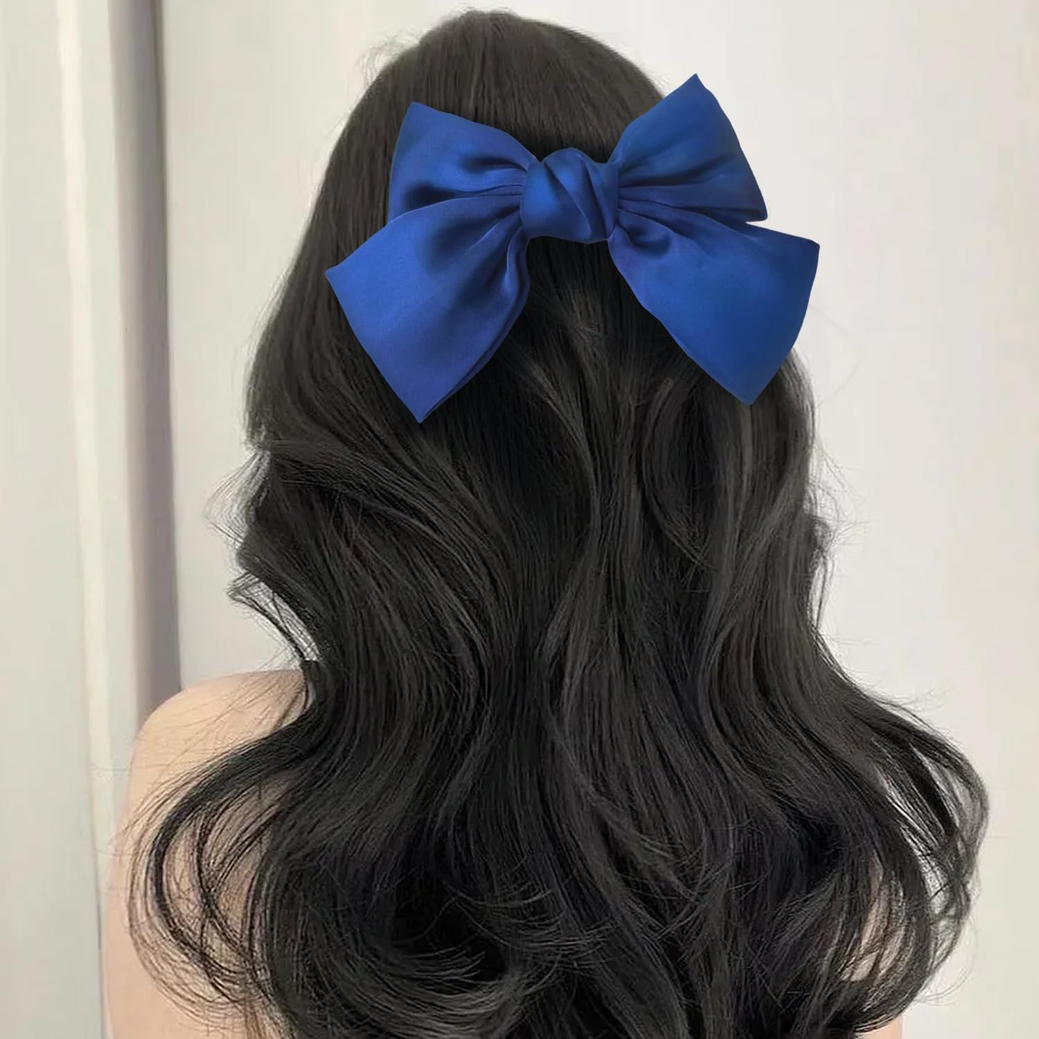 4 Pack Satin Bow Tie Hair Clips (Red, Blue, Black, Pink) - Duck Bill Hair Clip - Elegant Hair Accessories for Girls image number 2