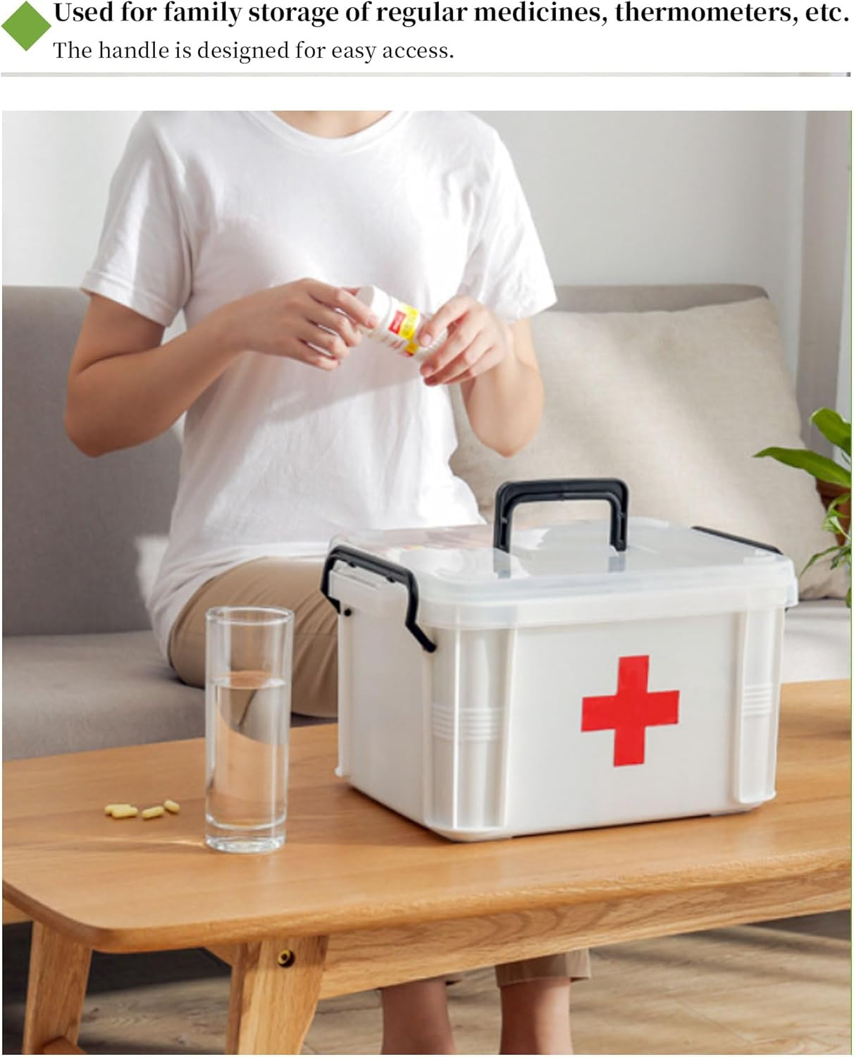 TRMFUSA Medicine Chest with Handle First Aid Kit II - 34.5 * 23 * 19 Cm image number 6
