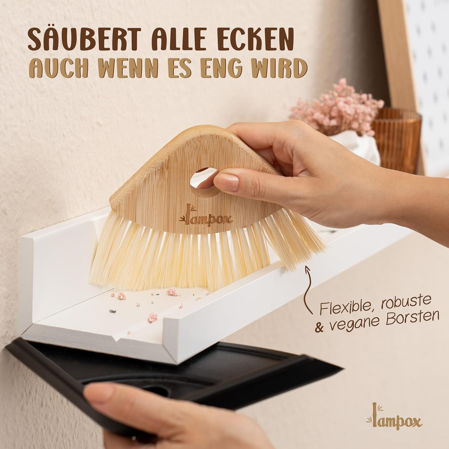 Shovel and Broom Set, Dustpan and Brush with Bamboo Handle, Household Dustpan Set image number 4