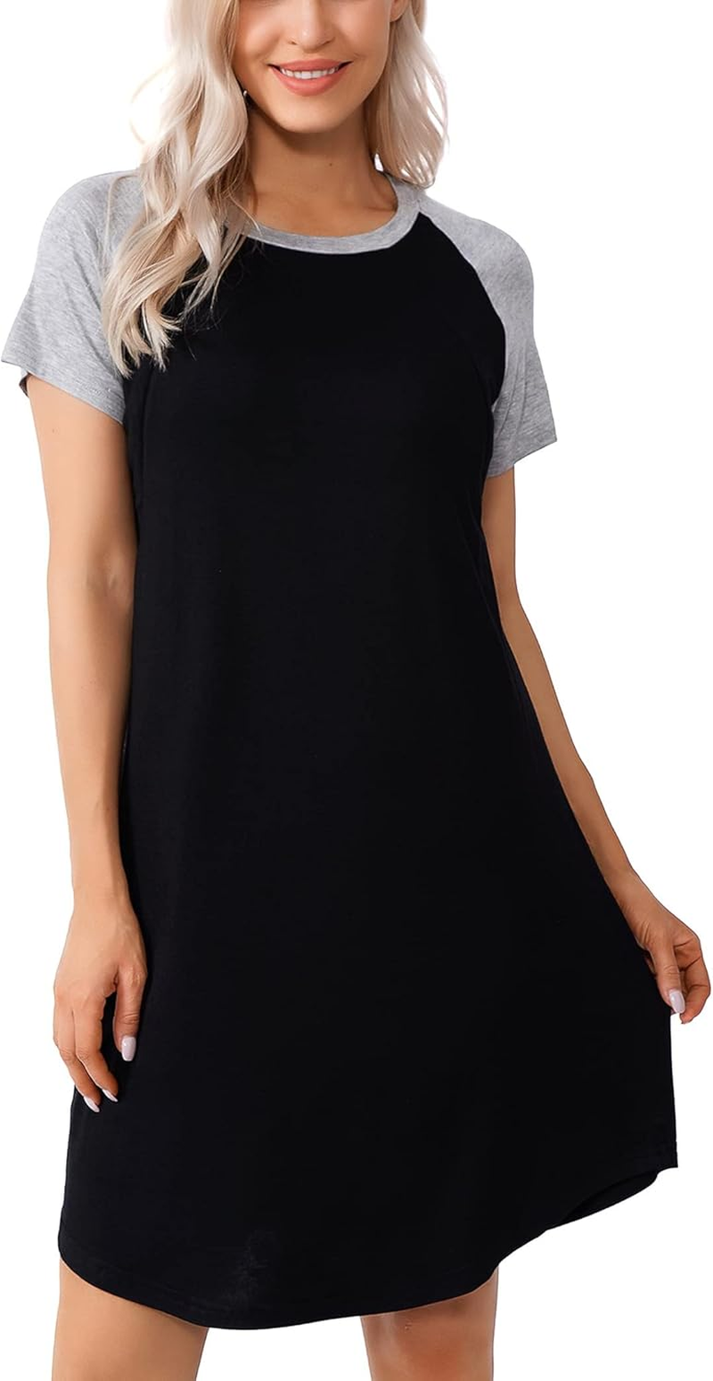 Women'S Maternity Dress Nursing Nightgown Breastfeeding Full Slips Sleepwear Black-Light Grey S image number 2