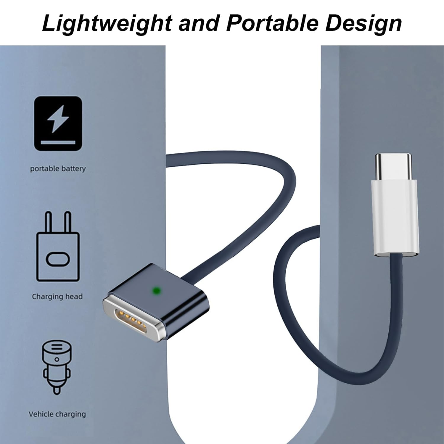 UOEPOWA 2M Data Cable Type-C to Magnetic 3 Cable, Compatible with 2021/2022/2023/2024 Macbook Laptops, 140W Safe Charging Cable, Durable Cables Compatible with Macbook (Blue) image number 1