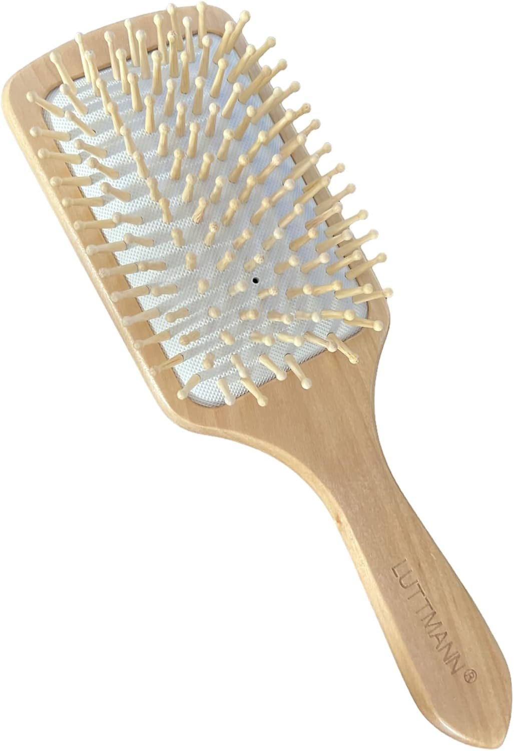 LUTTMANN&reg; Wigs Hair Replacement Second Hair Paddle Brush for Real Hair Wigs and Hairpieces - Wooden Brush with Bamboo Wooden Bristles Ensure Beautiful Nourished Hair image number 3