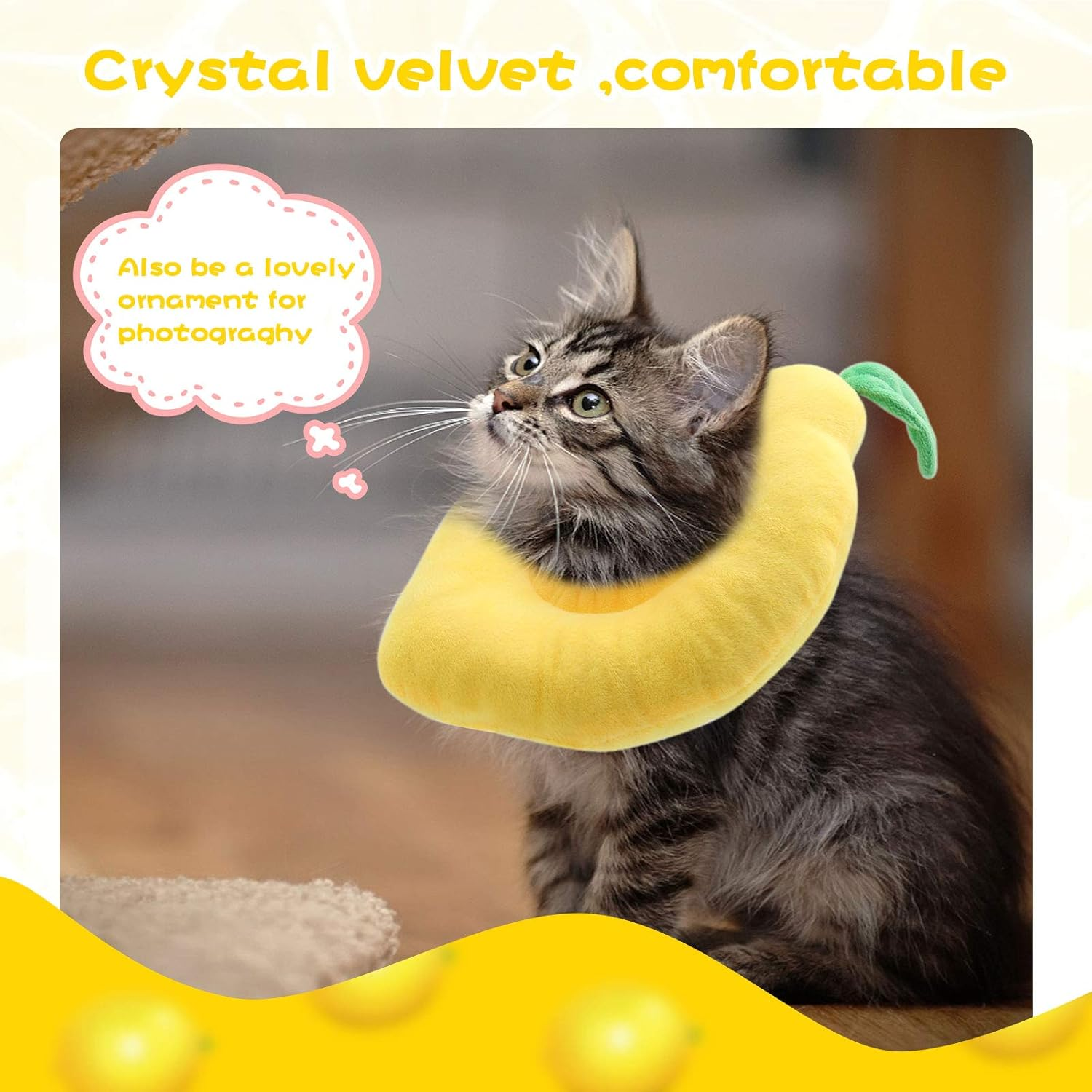 HYLYUN Cat Recovery Collar - Cute Lemon Neck Cat Cones after Surgery, Adjustable Cat E Collar, Surgery Recovery Elizabethan Collars for Kitten and Cats image number 5