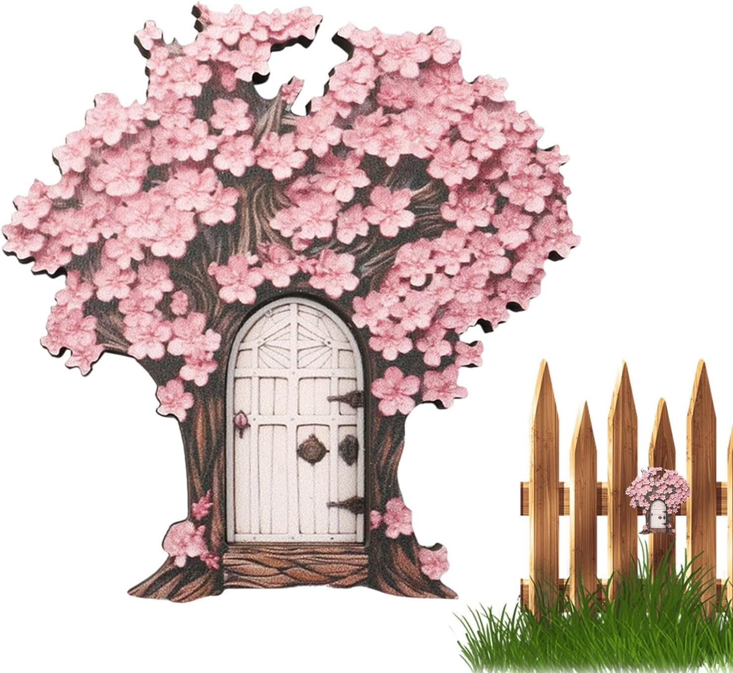 Fairy Door,Wooden Fairy Door - Adorable Fairy Garden Atures, Garden Ornaments Decoration for Fairy Home, Tree Trunk