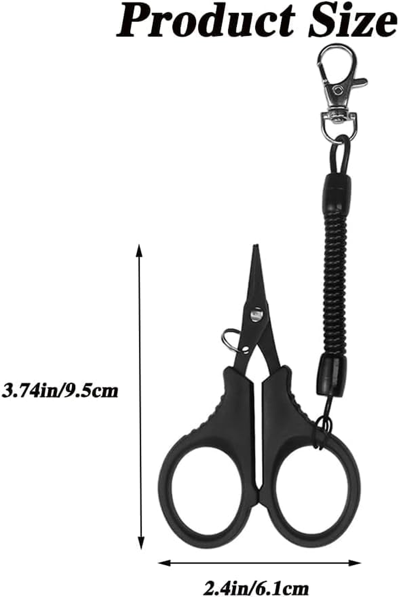 Fokmuaex 1Pcs Stainless Steel Fishing Scissors &ndash; Black Titanium Coated Braided Line Cutter with Hook & Retractable Lanyard image number 1