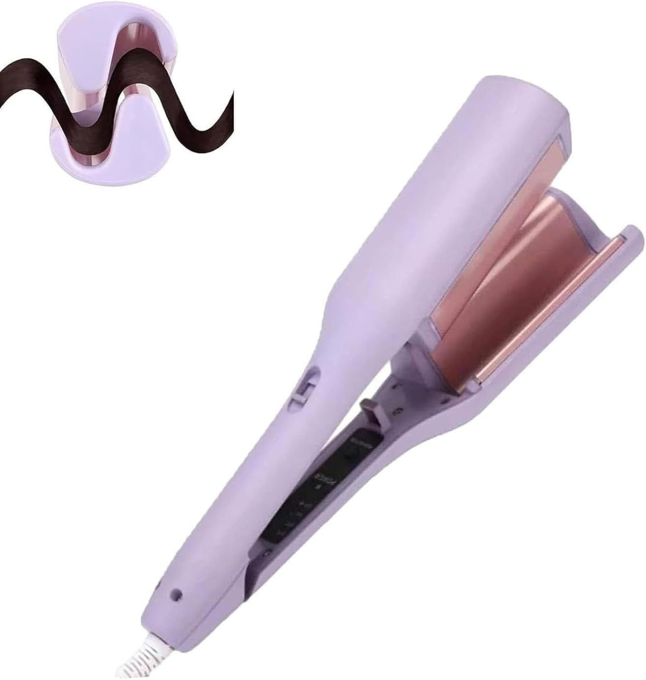 Curluxe French Curls Iron, Curluxe Create Frizz-Free French Curls Effortlessly Curling Iron, Wave Curling Iron with 15-Second Heat-Up and Adjustable Temperature for All Hair Types (Pink)