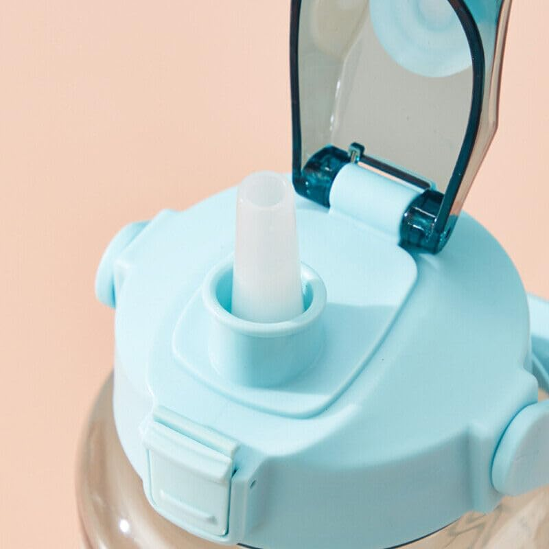 2L Water Bottle Straw Cup Motivational Drink Flask with Time Markings Sports Gym - Durable Gym Sports Flask, Bpa-Free, Leakproof - Green image number 5