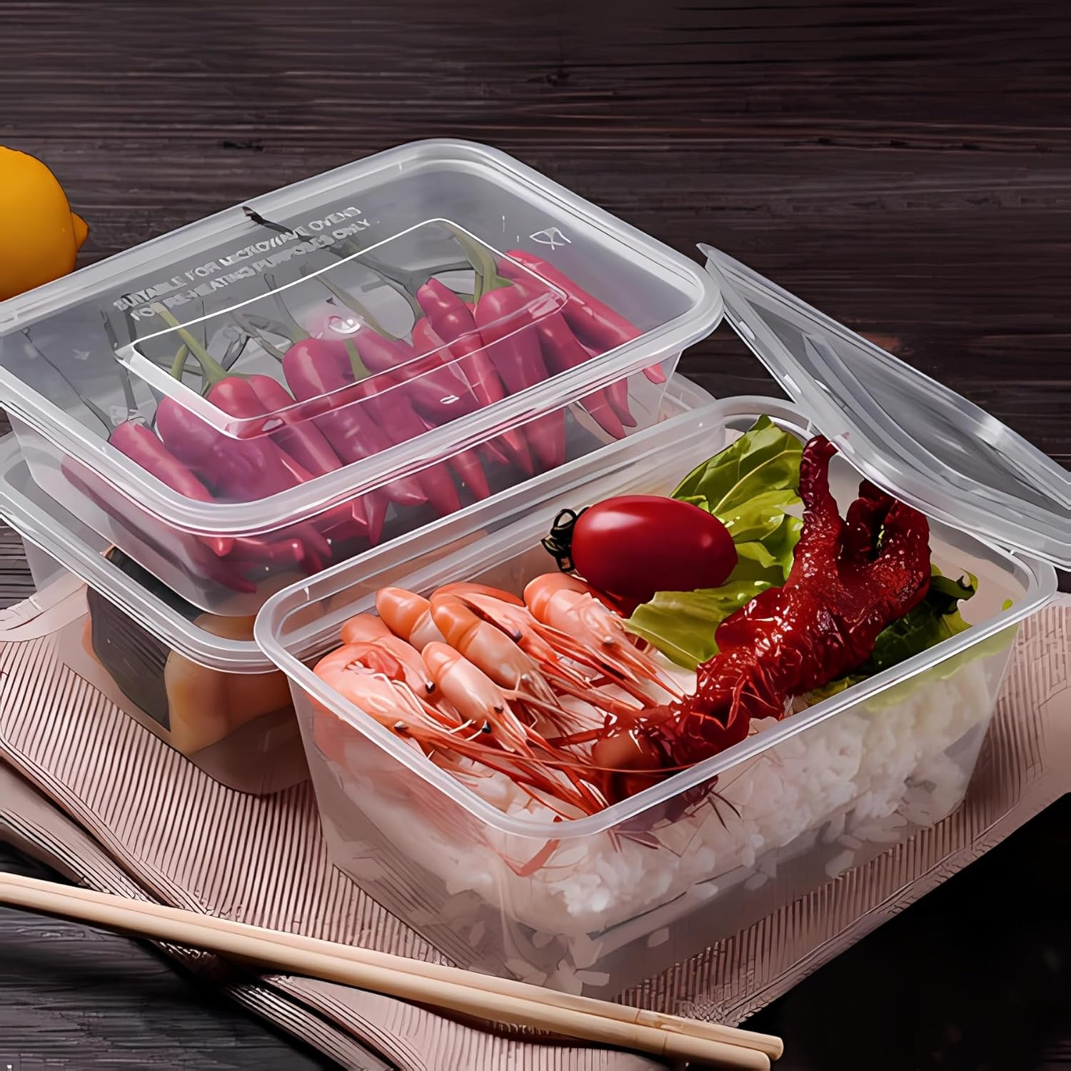 650Ml Takeaway Container with Lids,Bpa Free,Can Be Refrigerated and Microwaved Sealed and Leak-Proof, It Is Utilized for Restaurant Takeout, Picnic, Fruit and Snack Takeout（50 Set） image number 3