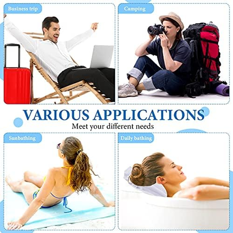 Jetec Inflatable Bath Pillow for Tub Non Slip Bathtub Pillow Soft Comfortable Terry Cloth Bath Pillow White Head Spa Pillow with Suction Cup for Bathtub Cushion, Hot Tub image number 1