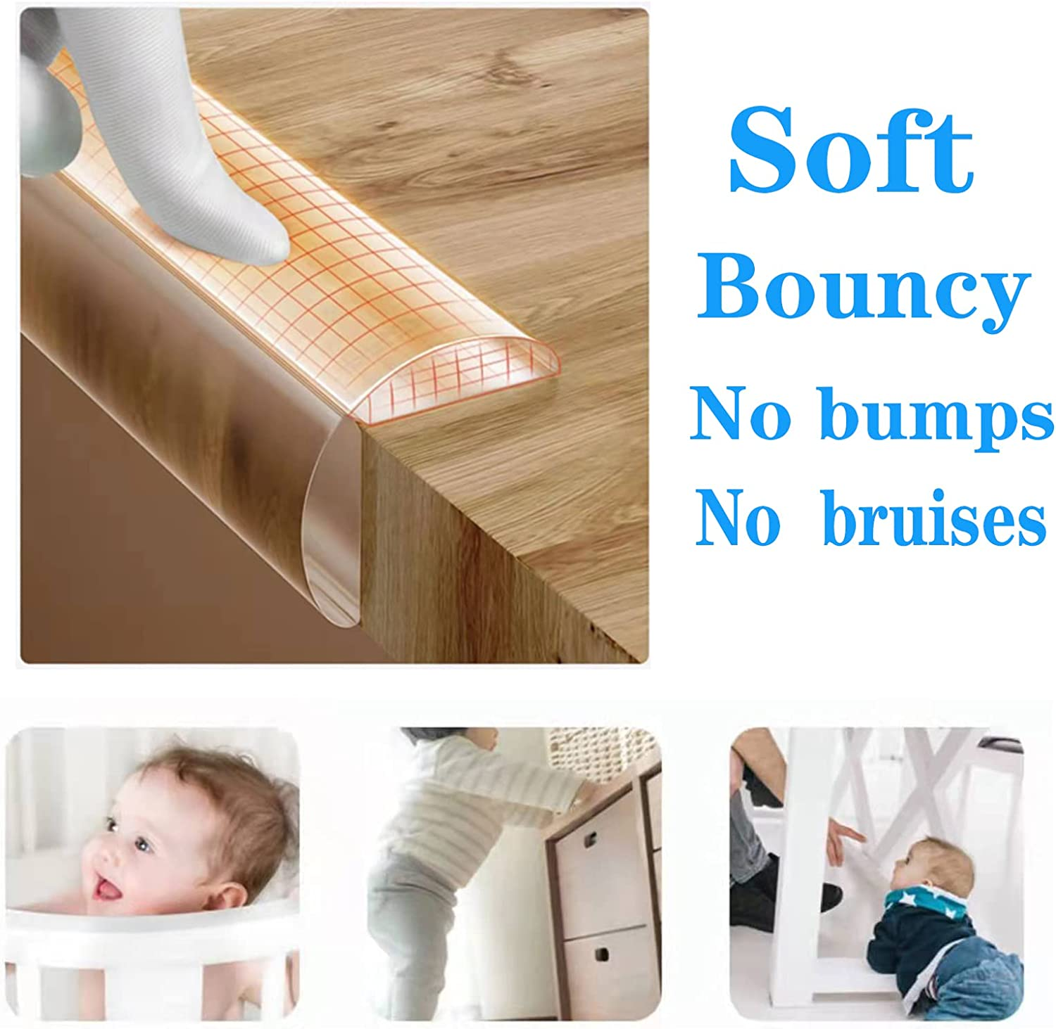 Clear Edge Protector Silicone Guards Strip, Soft Corner Protectors for Kids, Self-Adhesive Baby Proofing for Furniture against Sharp Corners for Drawers, Cabinets, Tables(Width 1Cm image number 2