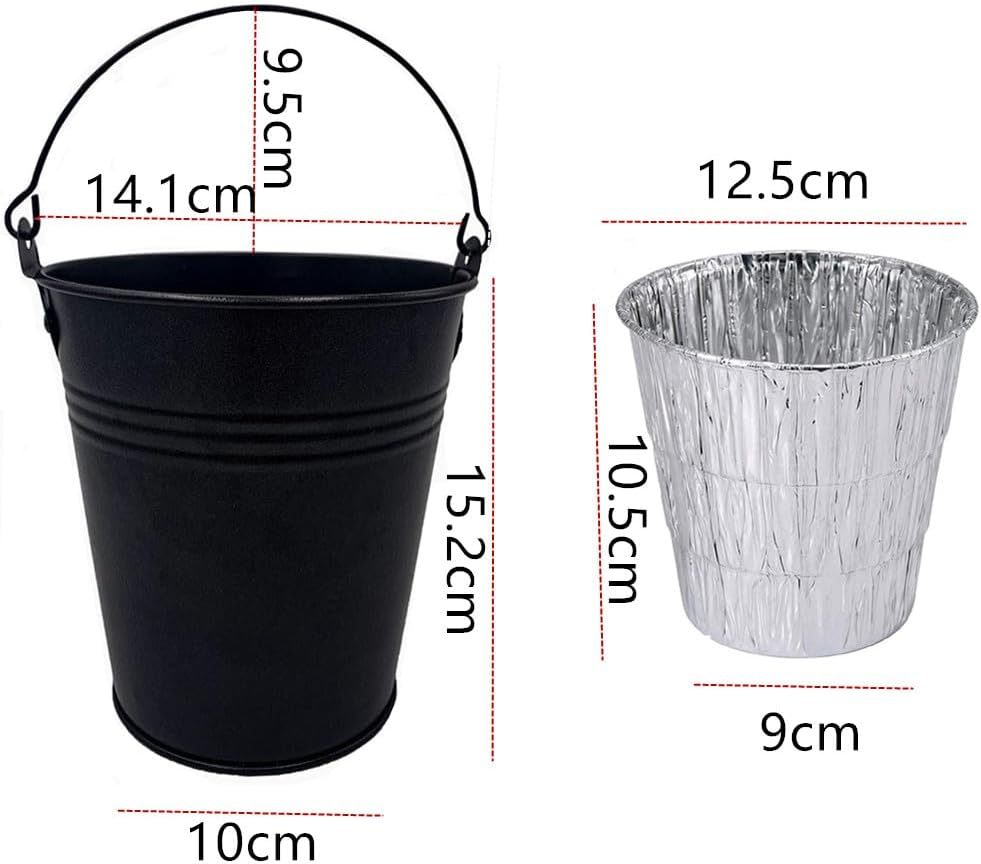 Grease Bucket for Griddle,Grease Bucket Set with 15 Tin Liners Rust Proof Iron Alloy Drip Grease Can Tin Liners for Griddle Smoker Bucket Drip Grease Bucket Grill Bucket for Picnic Camping image number 2