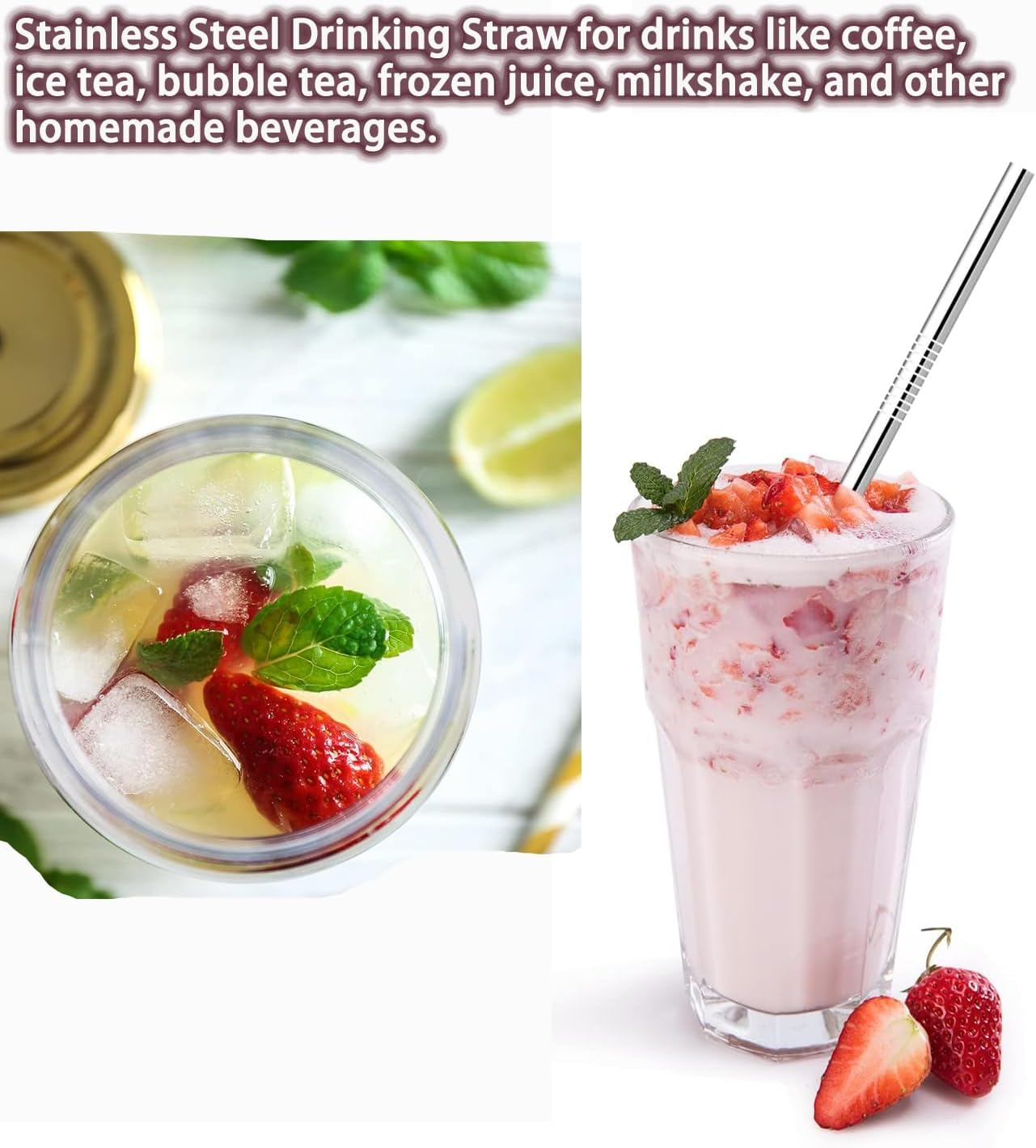 4Pcs Replacement Stainless Steel Straws Compatible with Owala Water Bottle 24Oz 32Oz Reusable Straws with 2 Cleaning Brushes Metal Straw Replacement image number 6