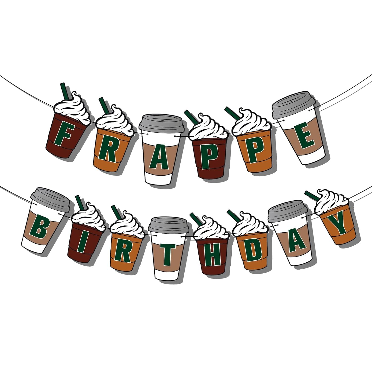 Frappe Birthday Banner, Pre-String Frappe Coffee Birthday Decorations Frappe Birthday Banner Coffee Themed Party Decorations for Coffee Party Supplies image number 4