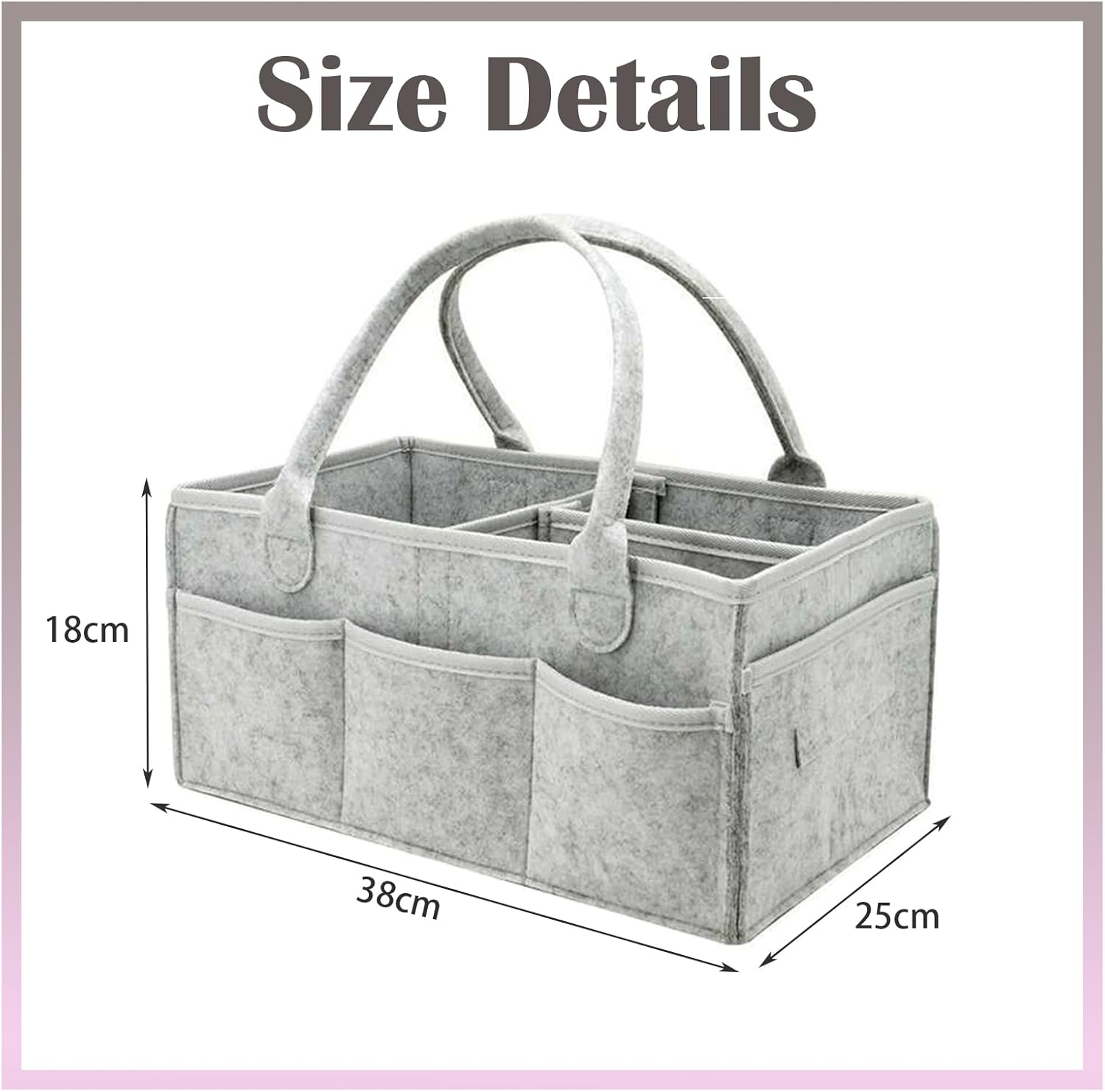 Jotia Baby Diaper Caddy Organizer, Felt Cloth Nursery Storage Bin and Car Organizer Baby Storage Basket for Diapers and Baby Gift Basket, Changing Table Organizer for Indoor Outdoor image number 6