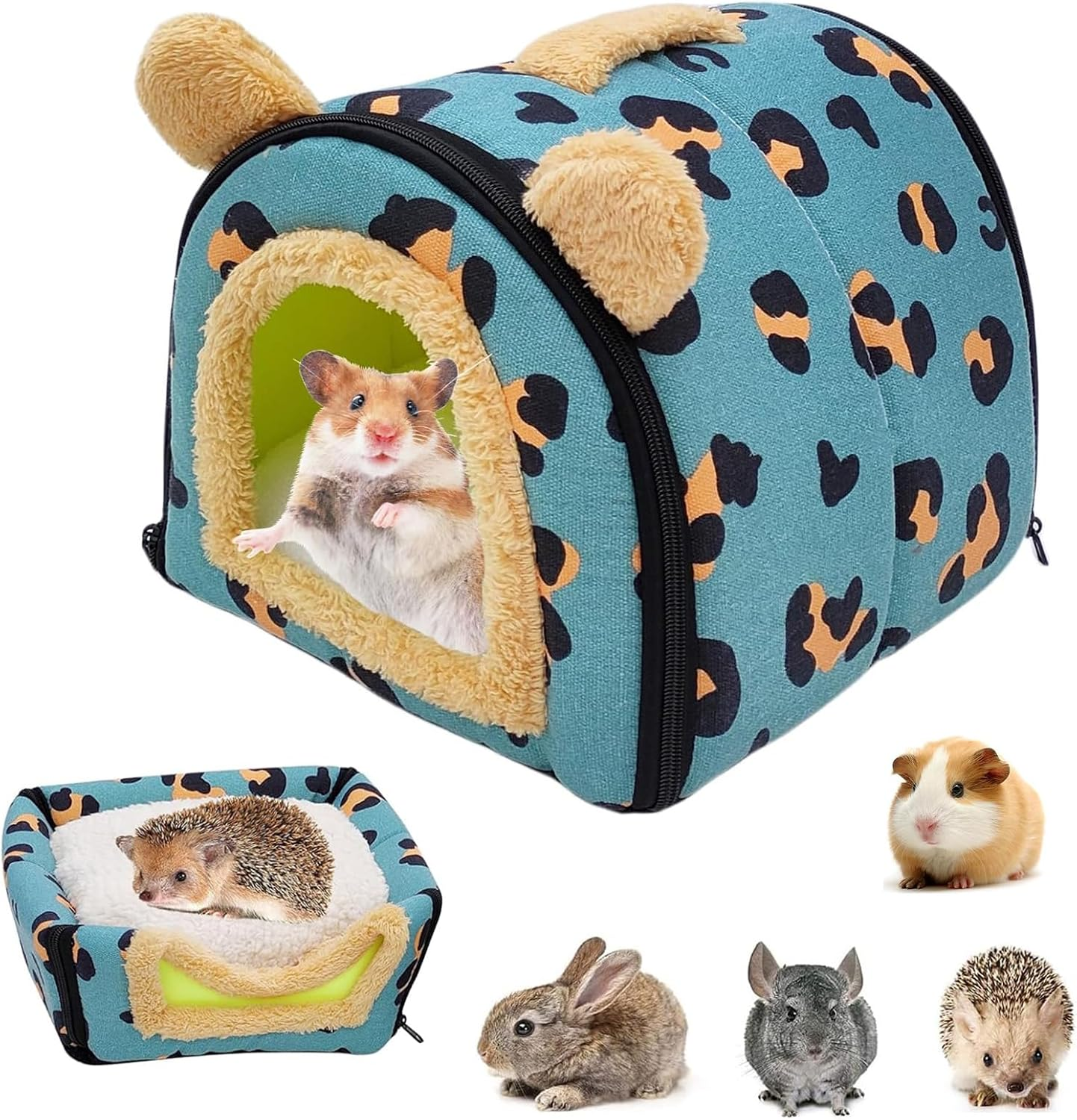 Guinea Pig Bed Cuddly Cave, Cuddly Bag, Guinea Pig Cave, Washable Rabbit Cuddly Cave, Cuddly Winter Cosy Small Animal Beds for Dwarf Rabbits, Chinchillas, Bearded Dragons, Blue image number 4