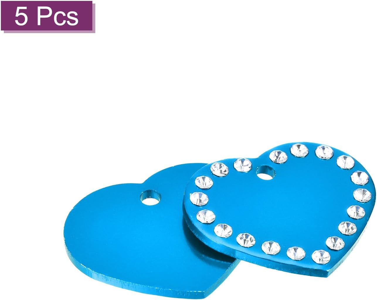 Uxcell Metal Heart Tags Stamping,Light Blue Blank Dog Tags DIY Engraving Blank Tags Aluminium for Pet Dog ID Tags,Pendant Decoration,Craft Tags,Pack of 5 image number 4