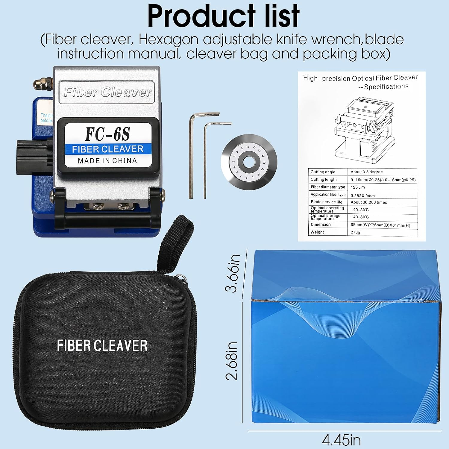 BAOSHLA 6S Optical Fiber Cleaver High Precision Stripping Tool Fiber Optic Cable Cutter Automatic Tool Return 16 Cutting Points 48000 Times Cold Joining Fiber Cutting Knife with 1Pcs Spare Blade image number 6