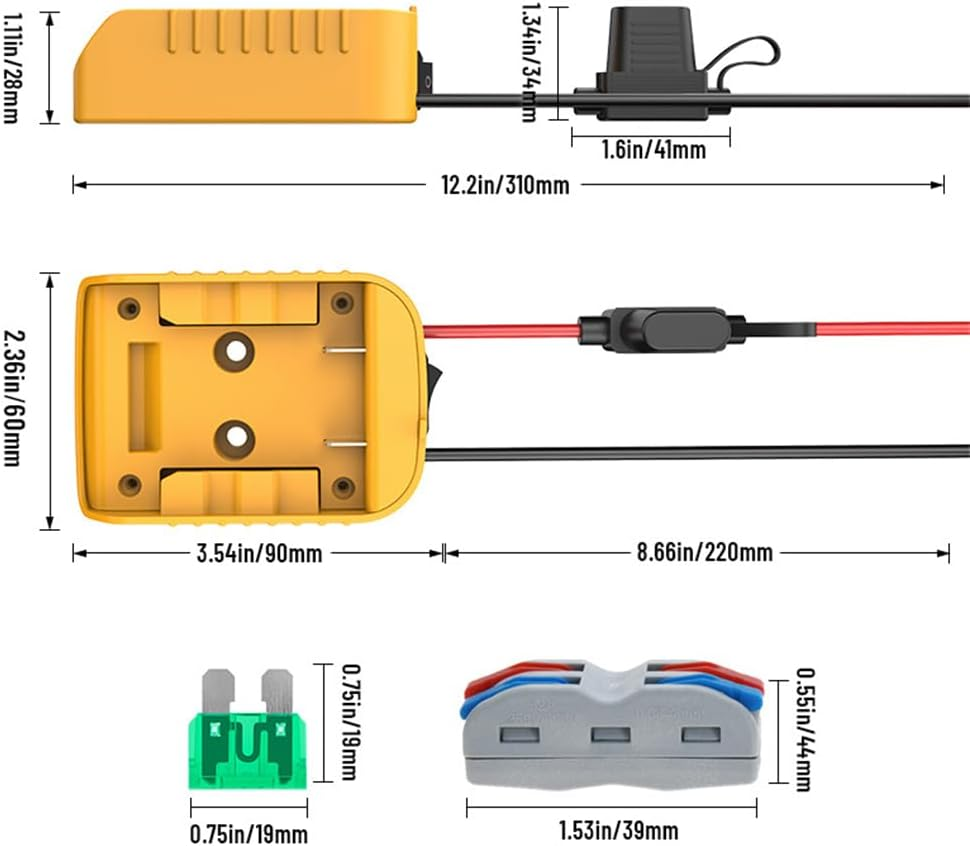 For Dewalt 20V/18V Max Battery Adapter W/Fuse to Dock Power Connector Adapter image number 1