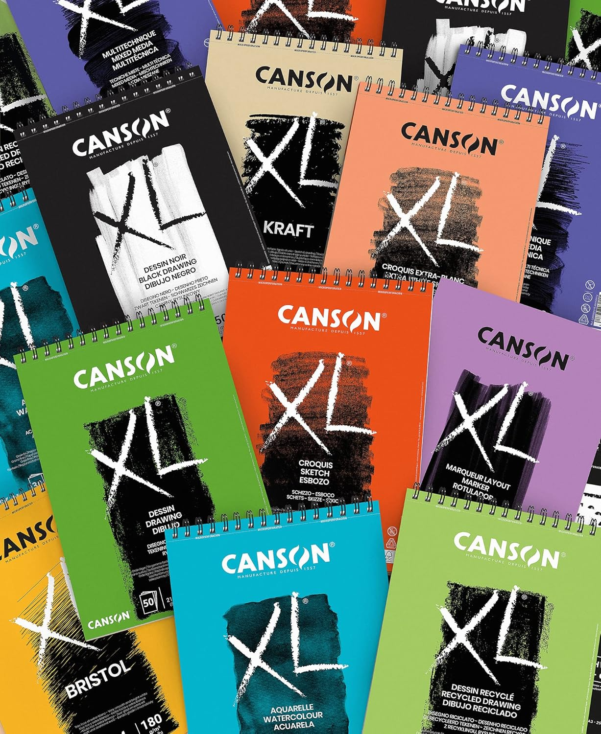 CANSON XL Bristol 180Gsm A4 Paper, Very Smooth, Spiral Pad Short Side, 50 Extra White Sheets, Ideal for Professional Artists & Illustrators