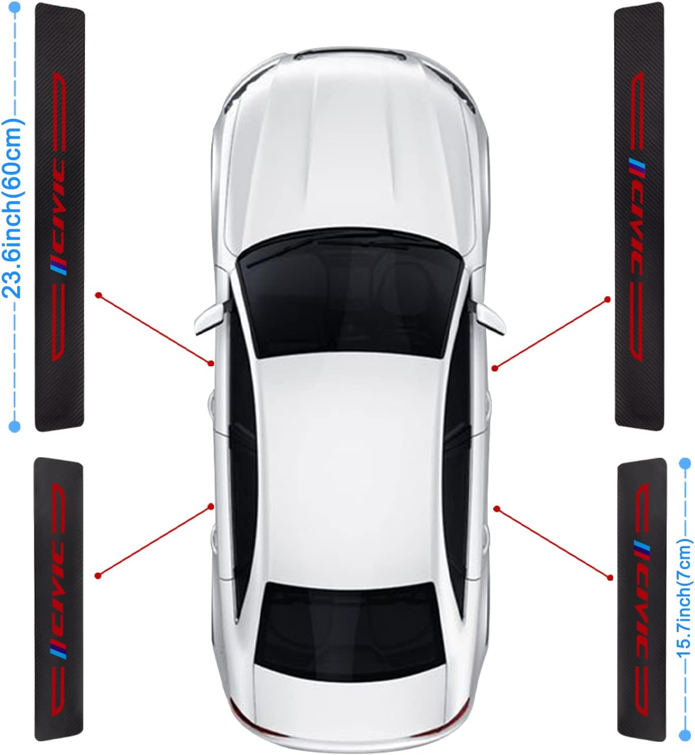 Honda Civic Accessories: Sill Protector and Guard - Compatible, Scuff Plate, Decoration (Red Black) image number 6