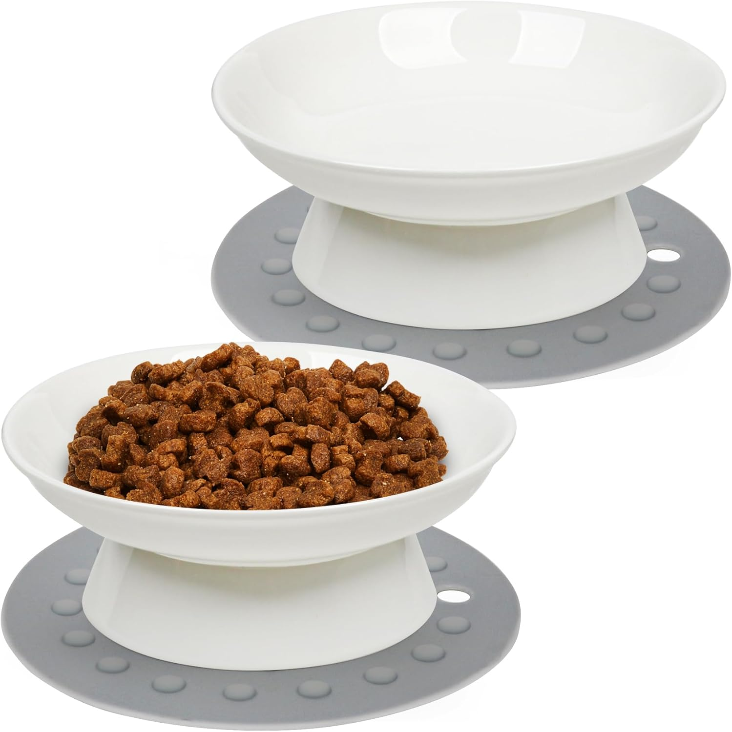 Cat Bowl, Pack of 2 Ceramic Feeding Bowls, Raised Cervical Protection, Cat Bowl, Feeding Bowl, Cat Raised Feeding Bowls, Cats for Cats with Water, Dry Food, Wet Food image number 6