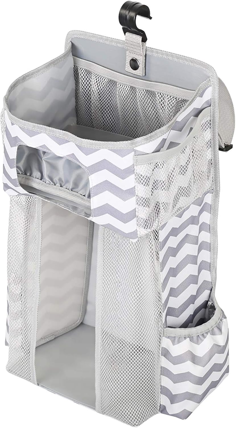 Generic Diaper Caddy, Diaper Organizer Caddy Organizer Gray White Wave Pattern Multifunctional for and Baby Wipes, Bottle