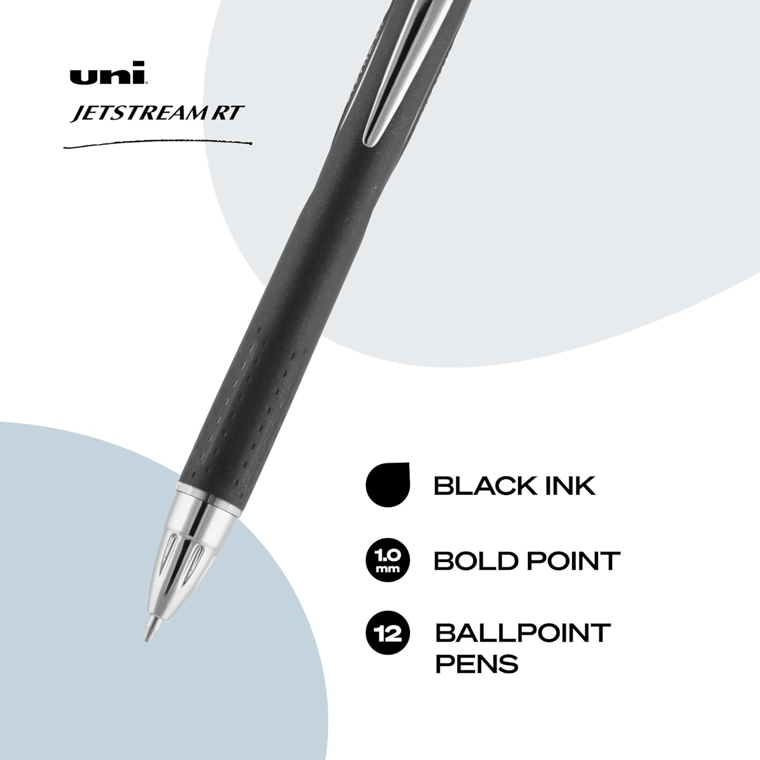 Uni-Ball Jetstream RT Retractable Ballpoint Pens Medium Point, 1Mm, Black, 12 Pack image number 6