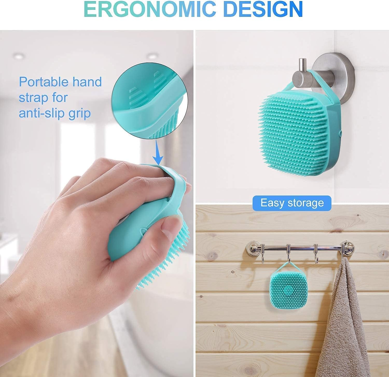 Portible Soft Cleaning Silicone Body Bath Brush with Shampoo Dispenser Bathing Accessory (1 Pic). image number 4