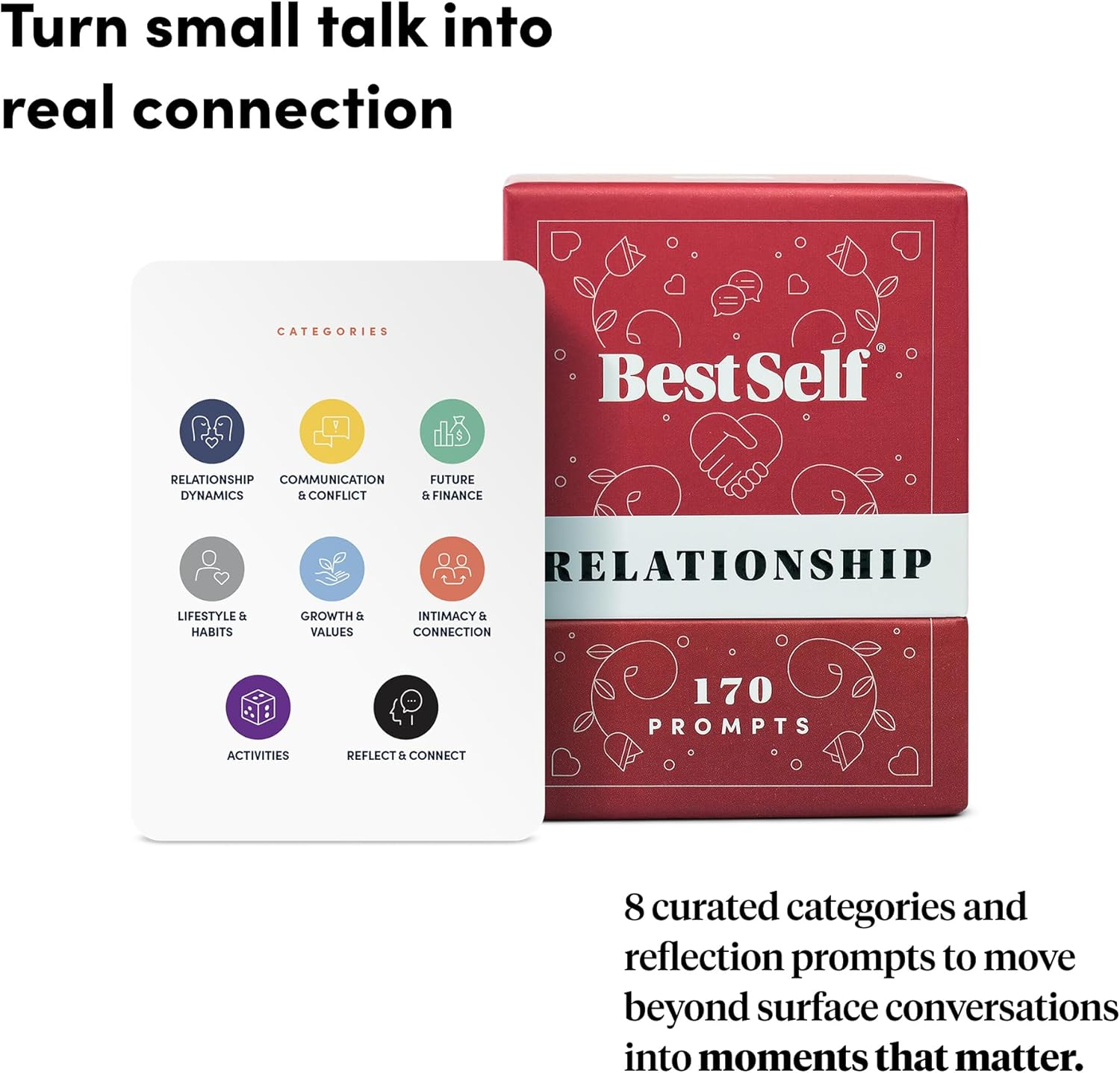 Bestself Relationship Deck - 150 Discussion Prompts to Create Real Conversations - Perfect Couples Games, Card Games for Adults, and Amazing Gifts for Wife image number 2