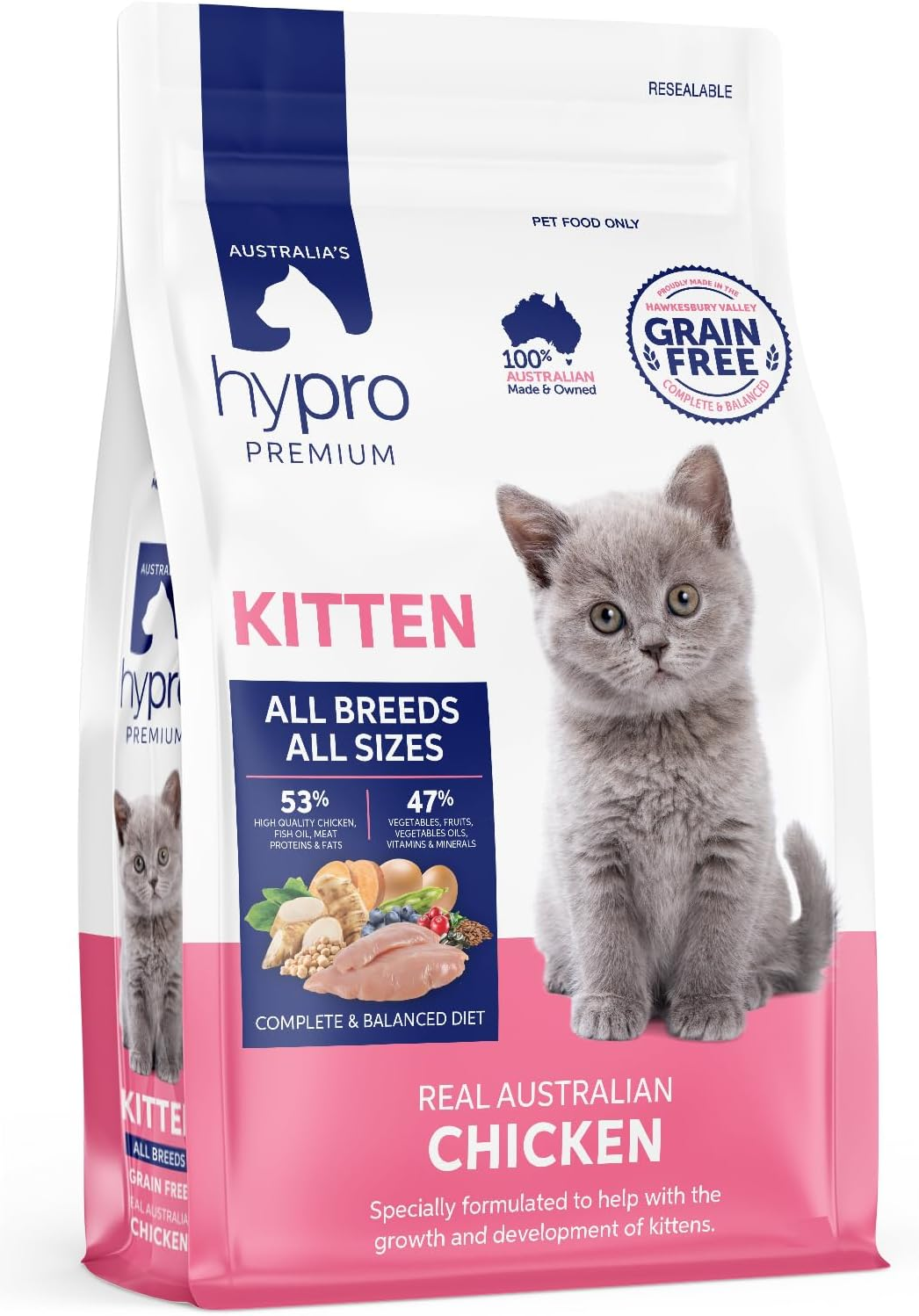 Hypropremium 2.5Kg Kitten Food Healthy Weight Management Cat Food Premium Chicken, All Breeds & Sizes, Australian Made 100% Real, Local Australian Meat image number 1