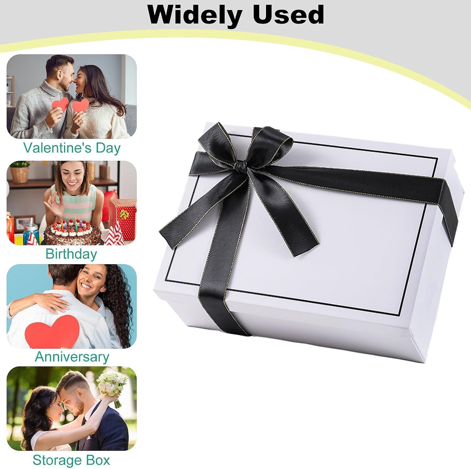 OSYLICT Gift Boxes with Lids,Wrap Box with Card, Ribbon, Raffia Shredded Paper. Gift Box for Presents,Christmas,Weddings, Birthdays,Bridesmaids (White) image number 4