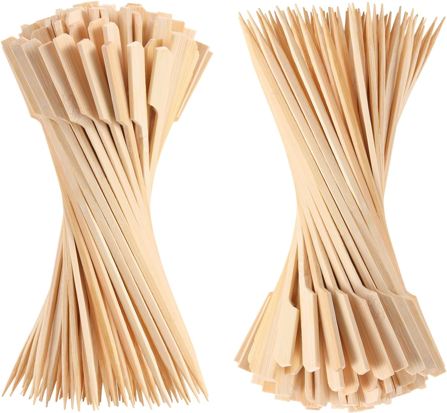 200 PCS Bamboo Skewers for Appetizers, 4.7 Inch Toothpicks, Cocktail Picks for Drinks, Fruit Kababs, Sausage, Barbecue Snacks, Natural Wooden Paddle Skewer Mini Food Sticks, Charcuterie Accessories
