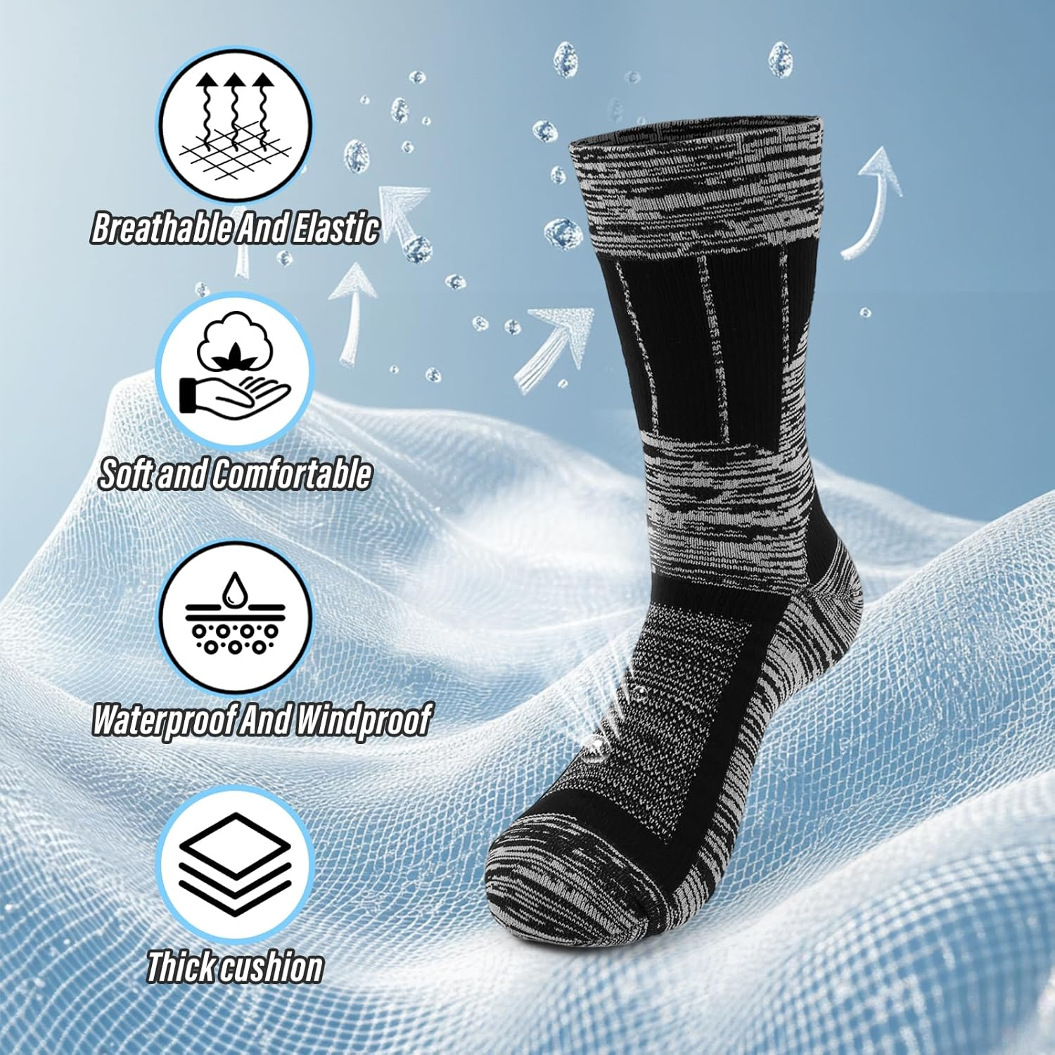 Supcomsta Unisex Waterproof Socks - Weatherproof & Breathable - Hiking, Wading, Ski, Fish - Aussie Climate for Men Women image number 2