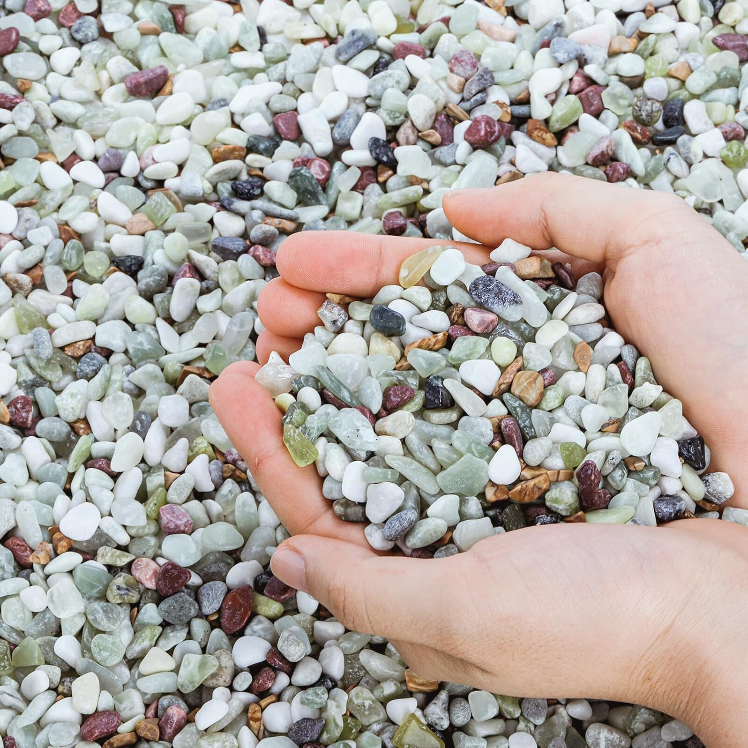 ZENFUN 6 LB Small Jade Pebble, 3/8 Inchdecorative Polished Stones, Mixed Color Rock Gravel for Plant, Aquarium image number 6