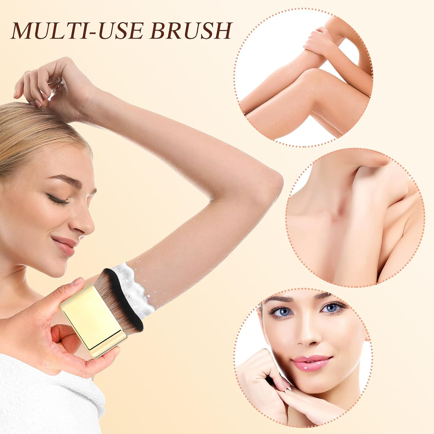 2 PCS Tanning Brush - Body Makeup Blend & Blur Tan Brush Applicator for Body & Leg Tanners (Black Gold) image number 2