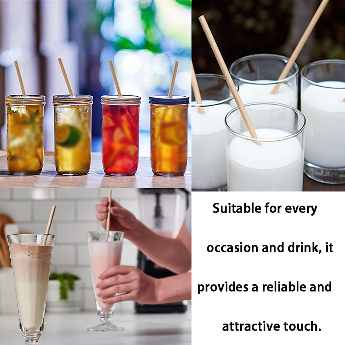 100 PCS Eco-Friendly Paper Straws, Biodegradable - Great for Smoothies, Milk and More - Great for Eco-Friendly Events and Everyday Use - Individually Wrapped (Brown) image number 2