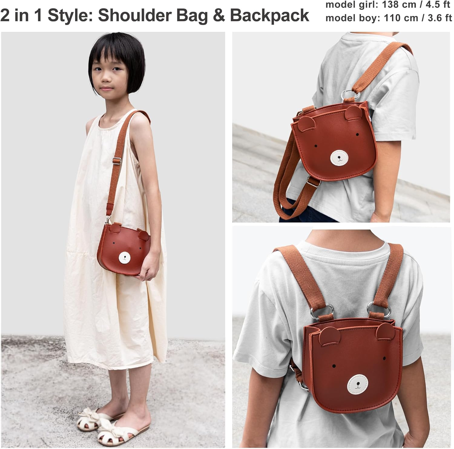 Kids Backpack Children'S Shoulder Bag Girls Mini Backpack Boys Crossbody Bag Teenage Purse Cute Animal Bag 2-In-1 Style Small Size for 3 Years and Up - Bunny image number 5