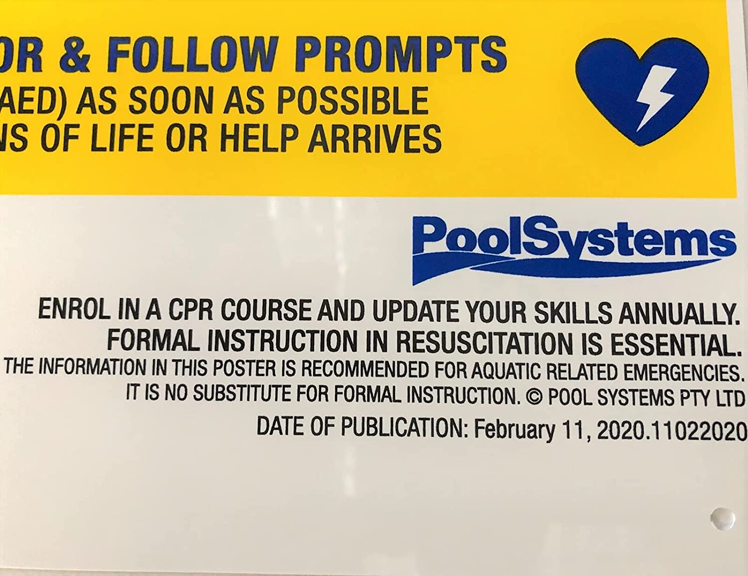 CPR Pool Sign 2022 Updated DRSABCD PVC Swimming Pool Safety Sign - Aussie Gold image number 3