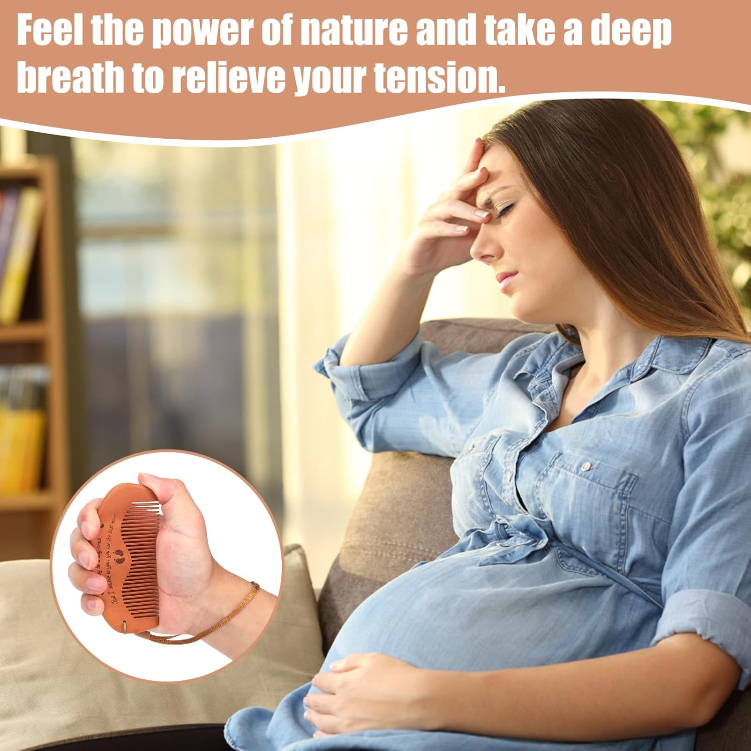 Carriage Comb Set, Birth Comb, Wooden Hair Comb for Birth with Storage Bag and Neck Strap, Pregnancy Comb, Birth Utensils for Firstbirths, Pregnancy Gift image number 5