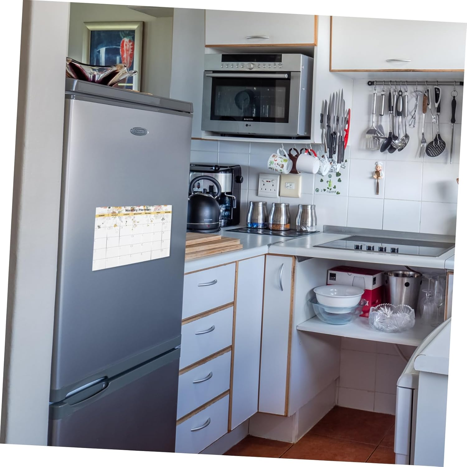 Tofficu Magnetic Dry Erase Calendar Planner for Fridge Monthly Weekly Schedule Board Easy to Clean Reusable Magnetic Message Board for Home Office Organization image number 1